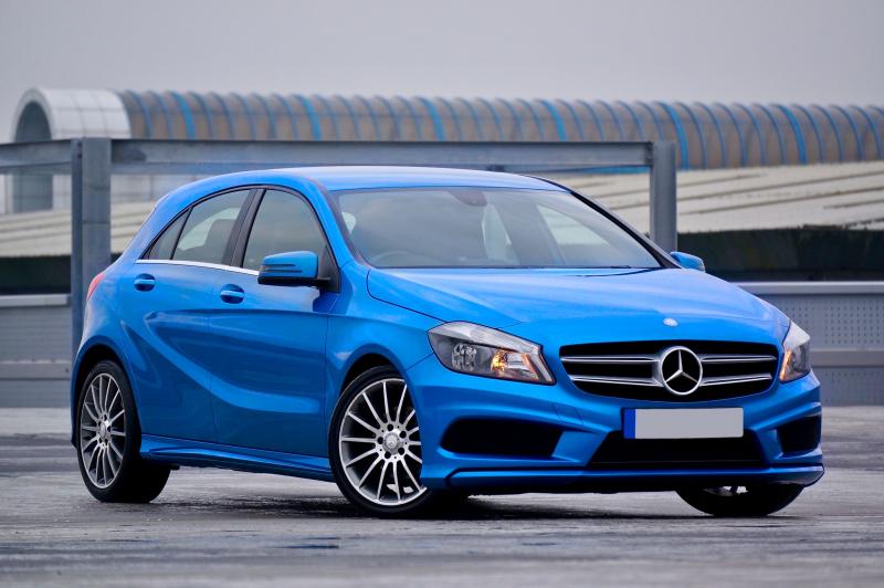 Blue Mercedes Benz Hatchback